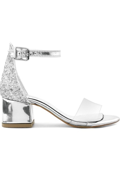 Luisa Gümüş Şeffaf Tek Bantlı Kız Çocuk Abiye Ayakkabı modelleri