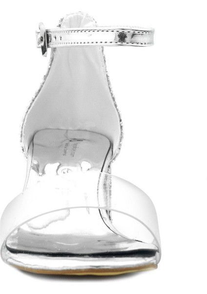 Luisa Gümüş Şeffaf Tek Bantlı Kız Çocuk Abiye Ayakkabı fırsatları