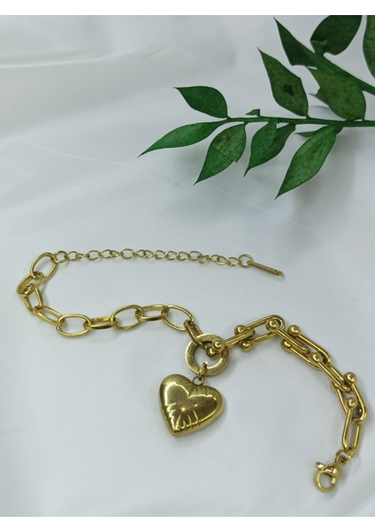 Kalp Charm Tfnny Zincir Kadın Bileklik