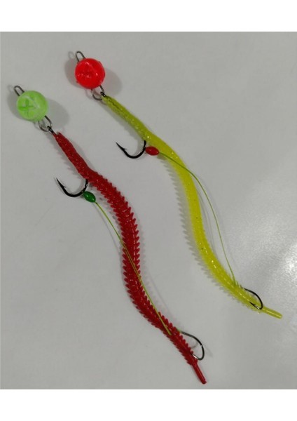 Lrf At-Çek Avcı Silikonu ( 11 cm ) Hırsızlı Hazır - 2 Adet (Sarı -Kırmızı )