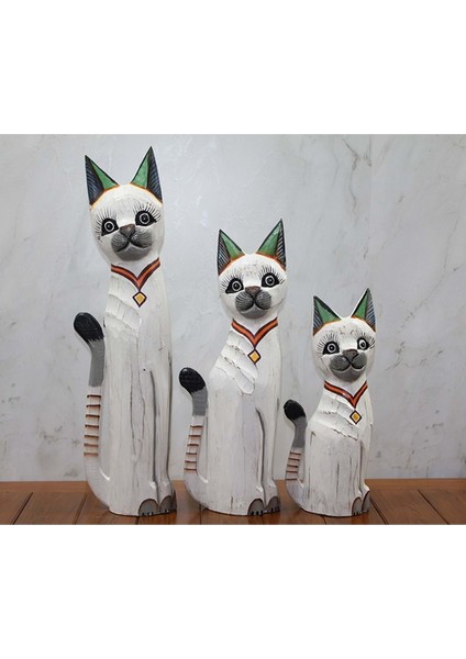Ahşap 3'lü Kedi Seti 30-40-50 cm