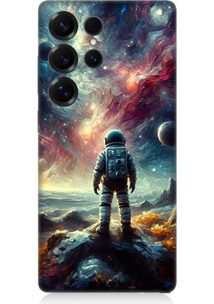 Samsung Galaxy S25 Ultra Uyumlu Galakside Yalnız Astronot Desenli Silikon Kılıf