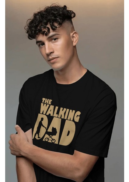 Unisex The Walking Dad Yazılı Tişört, Oversize Babalar Günü Temalı T-Shirt