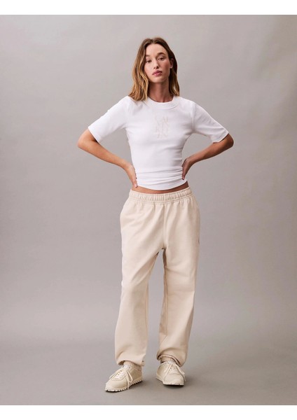 Monologo French Terry Jogger Kadın Beyaz Eşofman Altı LV047B235G-ACG