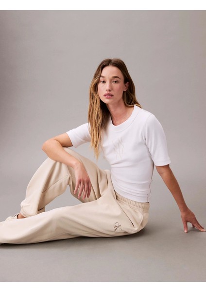 Monologo French Terry Jogger Kadın Beyaz Eşofman Altı LV047B235G-ACG fırsatları