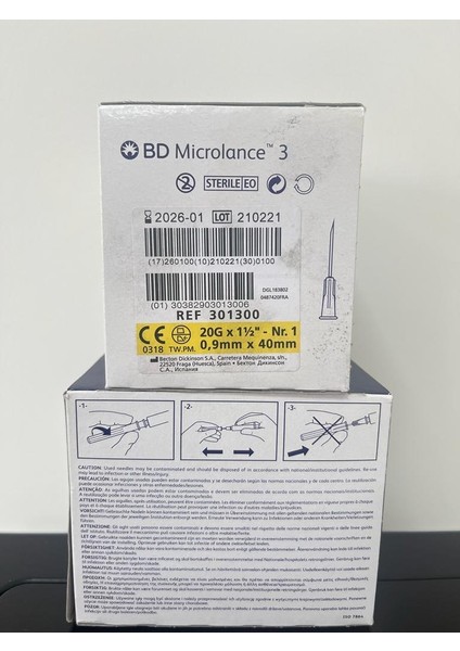 Microlance 3 301300 - 20G x 1/2" 0,9 x 40 mm - 100'LÜ 1 Kutu