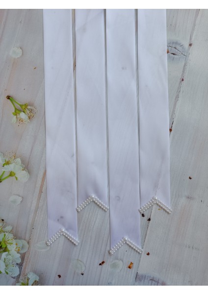 Beyaz Inci Detaylı Gelin Damat Takı Kurdelası fiyatları