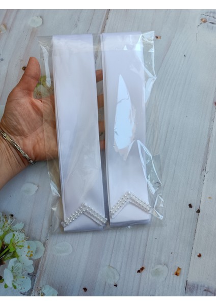 Beyaz Inci Detaylı Gelin Damat Takı Kurdelası fırsatları