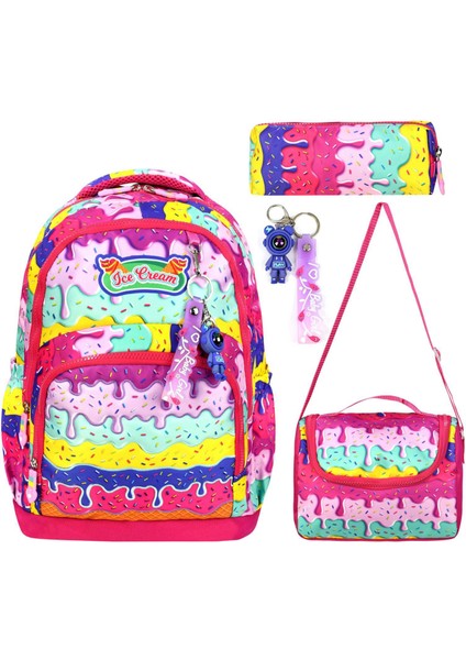 Okul Çantası 3'lü Set Çanta+Beslenme+Kalemlik Anahtarlık Hediyeli