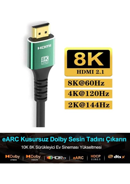 10K 8k HDMI Kablo Premium Tv Gaming Playstation Xbox Uydu V2.1 fiyatları