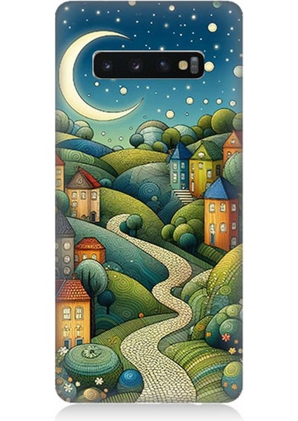 Samsung Galaxy S10 Uyumlu Yıldızlı Tepede Masal Desenli Silikon Kılıf