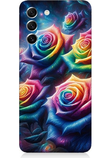 Samsung Galaxy S21 Fe Uyumlu Gökkuşağı Güllerin Patlaması Desenli Silikon Kılıf