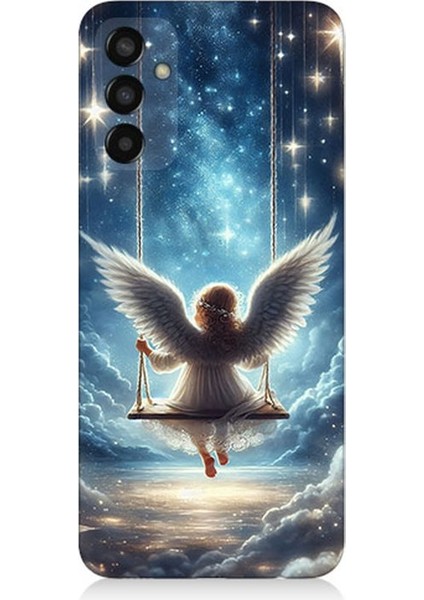 Samsung Galaxy M13 Uyumlu Yıldızlarla Salıncakta Melek Desenli Silikon Kılıf