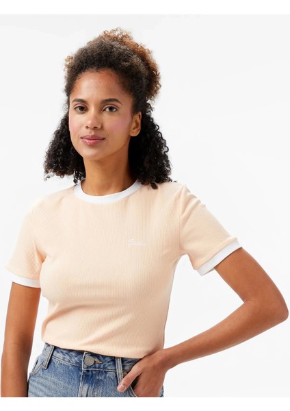 Marıgold Rıb Ss Tee Kadın Pembe T-Shirt V5GP08KCRN2-G6J4 fırsatları