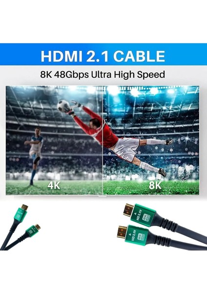 10K 8k HDMI Kablo Fiber Premium Tv Gaming Playstation Xbox Uydu V2.1