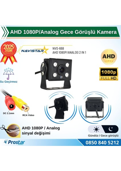 Ahd 1080P/ANALOG Orta Boy Gece Görüşlü Rca Av Soketli Kamyon Tır Otobüs Kamerası