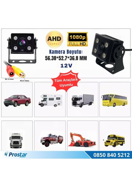Ahd 1080P/ANALOG Orta Boy Gece Görüşlü Rca Av Soketli Kamyon Tır Otobüs Kamerası fırsatları