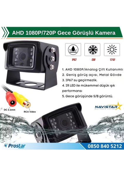 Ahd 1080P/720P Büyük Gece Görüşlü Rca Av Soketli Kamyon Tır Otobüs Kamerası fiyatları