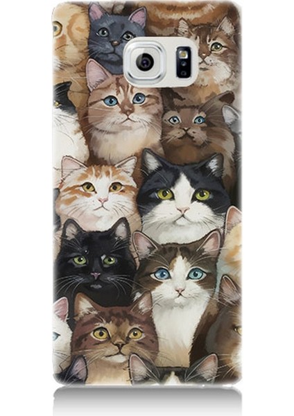 Samsung Galaxy Note 5 Uyumlu Kedi Kalabalığında Kaos Desenli Silikon Kılıf