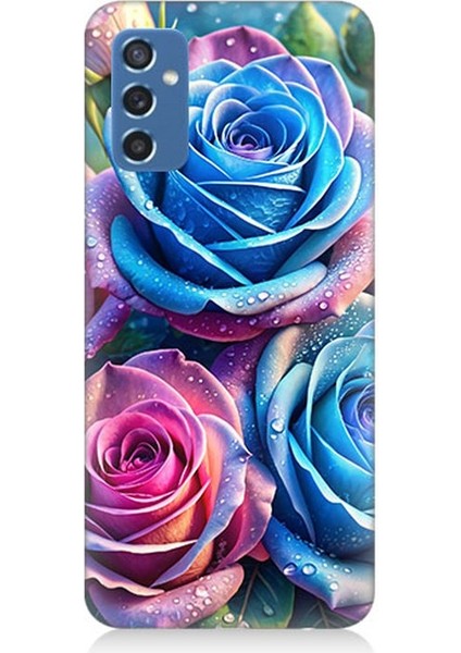 Samsung Galaxy M52 Uyumlu Gökkuşağı Renkli Güller Desenli Silikon Kılıf