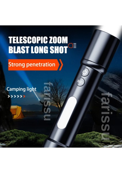 OR-723 Şarjlı Balıkçı Feneri | 3000 Lümen | Type-C Girişli | 50-70W | Çok Fonksiyonlu LED El Feneri