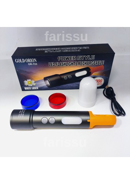 OR-723 Şarjlı Balıkçı Feneri | 3000 Lümen | Type-C Girişli | 50-70W | Çok Fonksiyonlu LED El Feneri