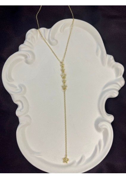 Gold Renk Çelik Uzantılı Yıldızlar Y Kolye