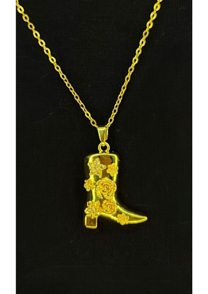 Gold Renk Gül Işleme Detay Çelik Kovboy Kolye fiyatları
