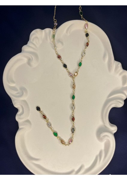 Trend Gold Renk Çelik Vintage Color Mix Y Kolye