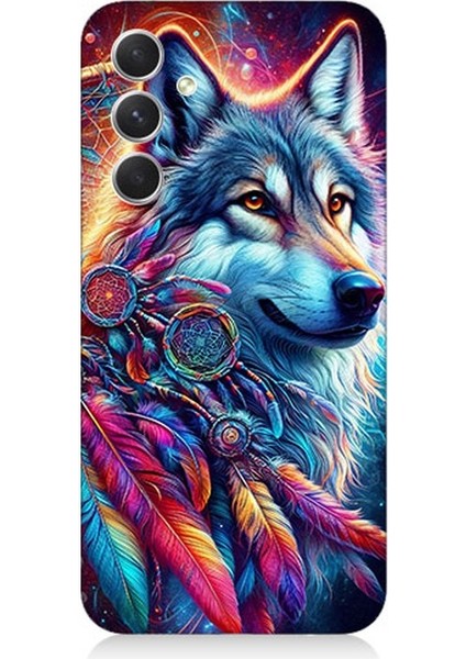 Samsung Galaxy A05S Uyumlu Renkli Tüylerde Kurt Ruhu Desenli Silikon Kılıf