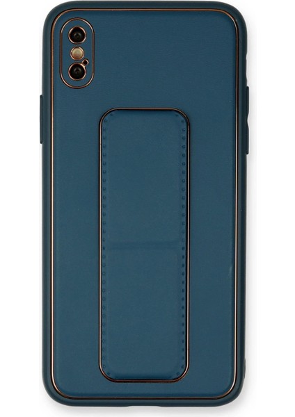 Newface Iphone x Kılıf Deri Standlı Kapak - Mavi