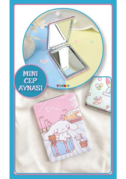 Cinnamoroll Figürlü Mini Cep Aynası 8.6 cm x 6.2 cm - Uçak Seyahat Model 3