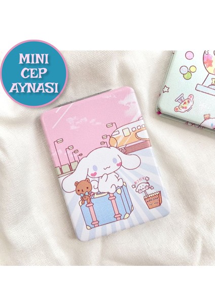 Cinnamoroll Figürlü Mini Cep Aynası 8.6 cm x 6.2 cm - Uçak Seyahat Model 3