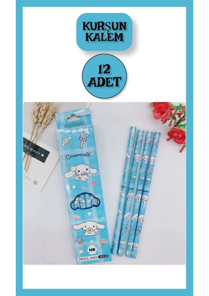 Cinnamoroll Figürlü 12 Li Kurşun Kalem Seti - 12 Adet