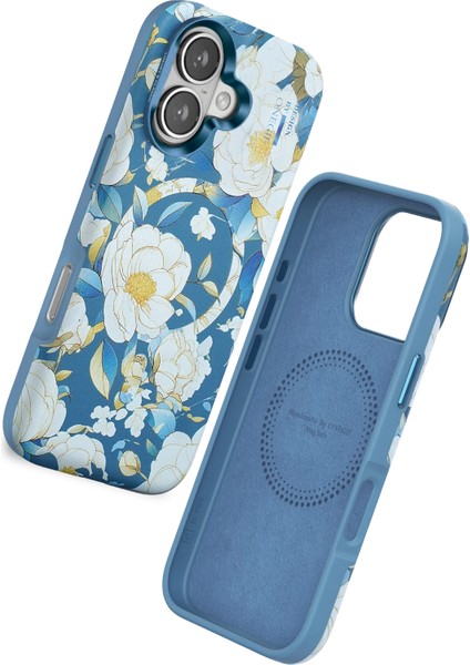 Onegif Iphone 16 Flower Series Magsafe Kapak - Mavi Sptgl
