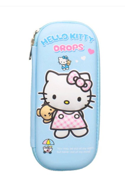 3D Kabartmalı Hello Kitty Figür Kapaklı Kalem Çantası - Kalem Kutusu - Pastel Mavi Model fırsatları