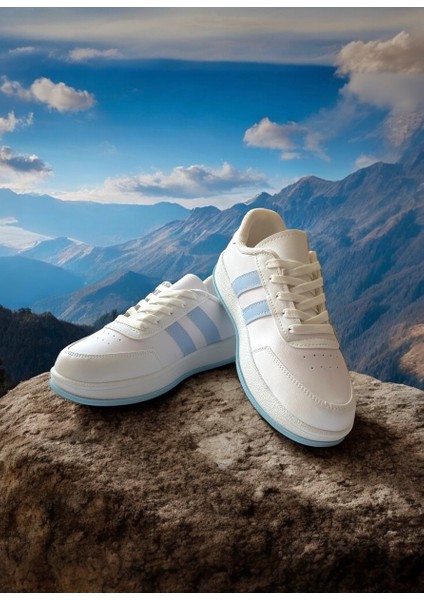 Beyaz-Mavi Iki Bantlı Unisex Günlük Hafif Taban Sneaker Spor Ayakkabı fiyatları