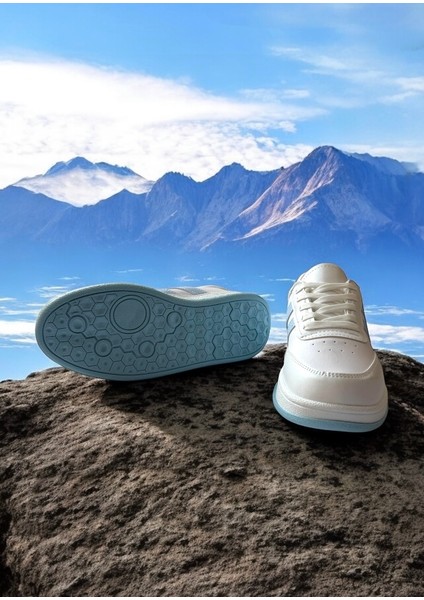 Beyaz-Mavi Iki Bantlı Unisex Günlük Hafif Taban Sneaker Spor Ayakkabı fırsatları