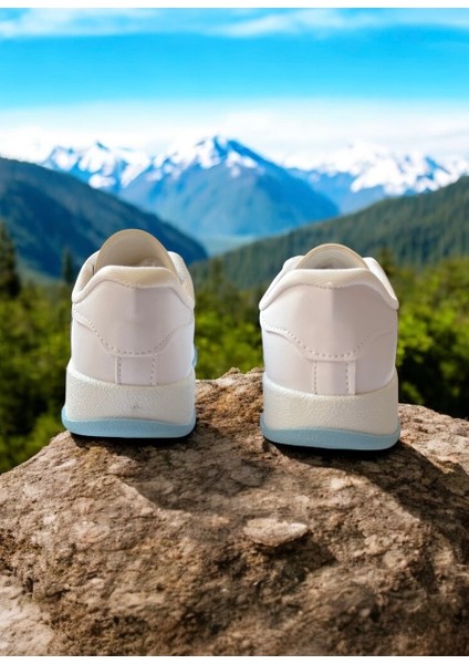 Beyaz-Mavi Iki Bantlı Unisex Günlük Hafif Taban Sneaker Spor Ayakkabı indirimleri
