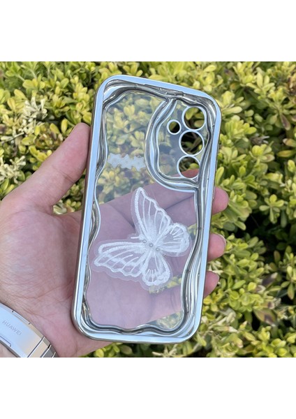 Samsung Galaxy A55 Kılıf Gümüş Taşlı Darbe Önleyici Silikon Kapak fiyatları