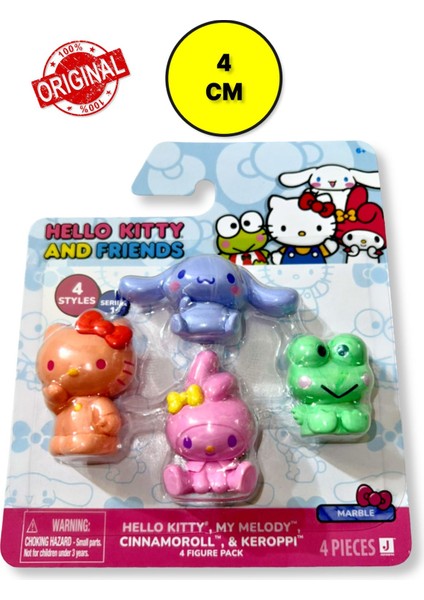 Sanrio Hello Kitty And Friends 4 Pack My Melody Cinnamoroll Keroppi Mini Figures - 4 cm