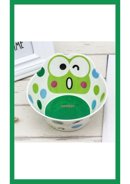 Keroppi Figür Desenli Melamin Corn Flex - Noddle Çocuk Yemek Tabağı Kasesi Bowl Tabak Model 1