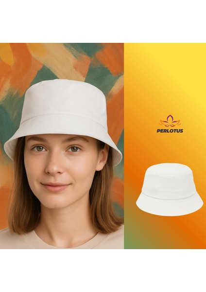 Unisex Beyaz Kova Bucket Şapka Pamuk Kumaş Güneş Koruyucu Günlük Şapka fiyatları