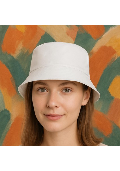 Unisex Beyaz Kova Bucket Şapka Pamuk Kumaş Güneş Koruyucu Günlük Şapka fırsatları