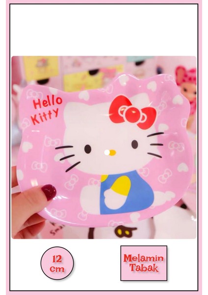 Hello Kitty Figürlü Melamin Çocuk Yemek Tabağı Fincan Altlığı - 12 cm Model 2
