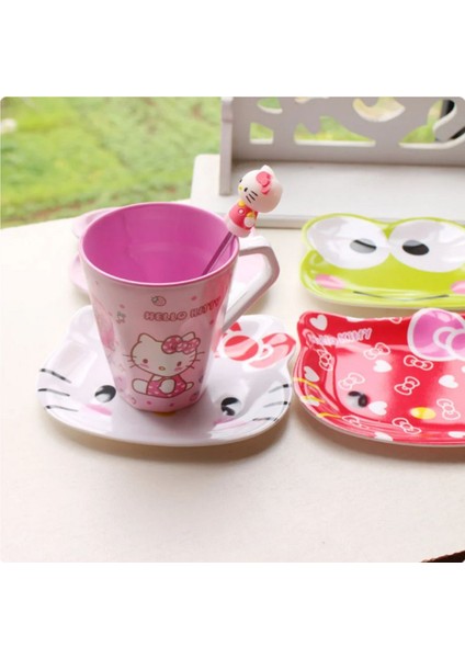 Hello Kitty Figürlü Melamin Çocuk Yemek Tabağı Fincan Altlığı - 12 cm Model 2 modelleri