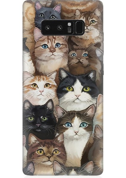 Samsung Galaxy Note 8 Uyumlu Kedi Kalabalığında Kaos Desenli Silikon Kılıf