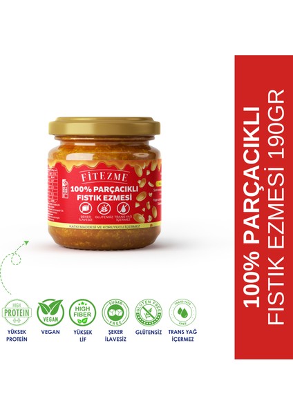 2'li 100% Fıstık Ezmesi Parçacıklı 190g