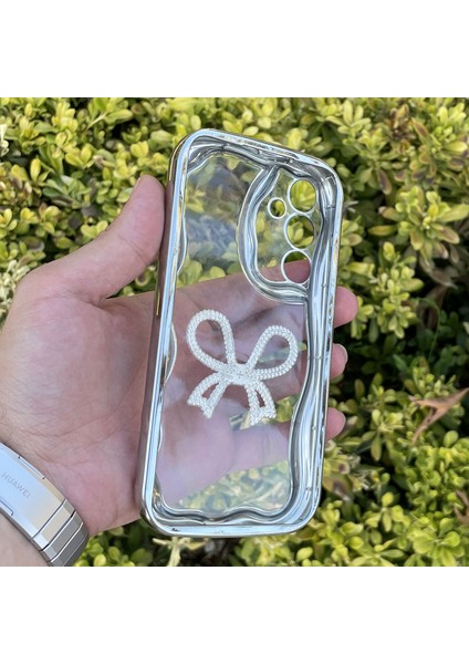 Samsung Galaxy A55 Kılıf Gümüş Taşlı Darbe Önleyici Silikon Kapak fiyatları
