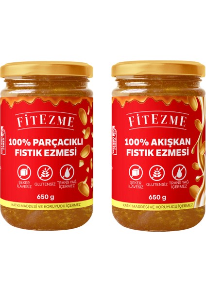 2'li 100% Fıstık Ezmesi Parçacıklı 650g